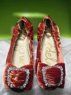 Sam Edelman Kids' Farah Ballet Flats Canyon Orange Velvet